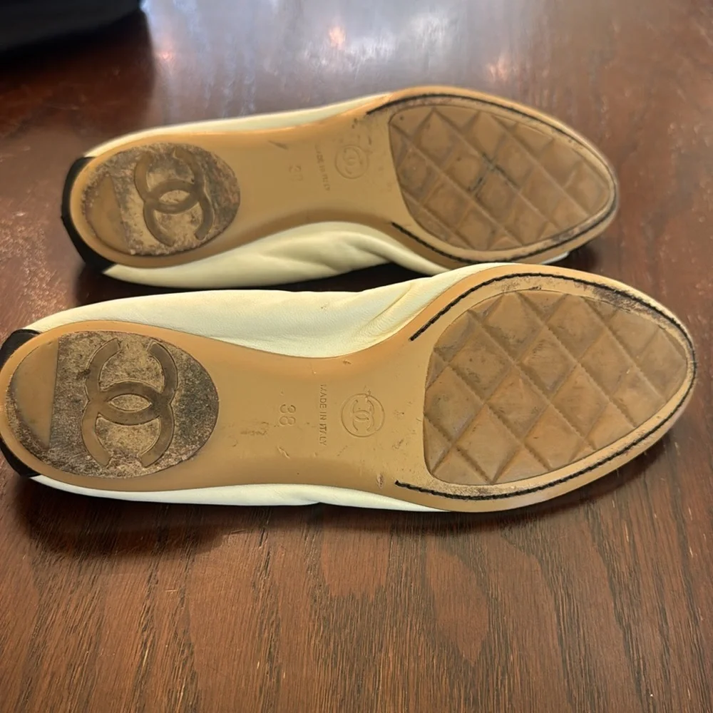 Chanel Ballet Flats – Black & White Leather Cap Toe – Size 38 (US 7.5–8) - Picture 6 of 10